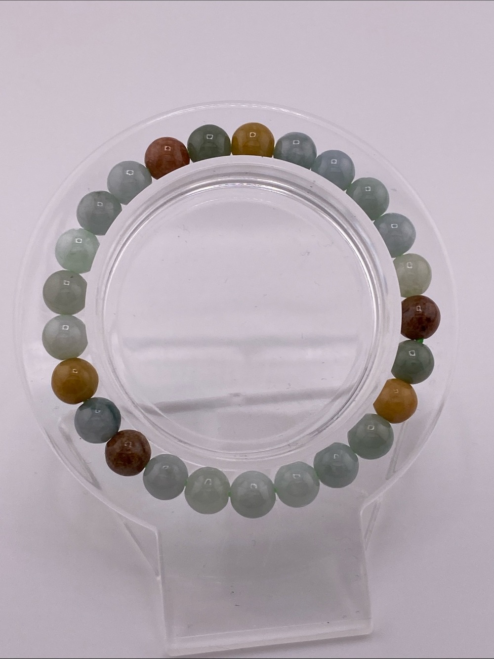 Natural Multi-Color Jade Beaded Stretch Bracelet